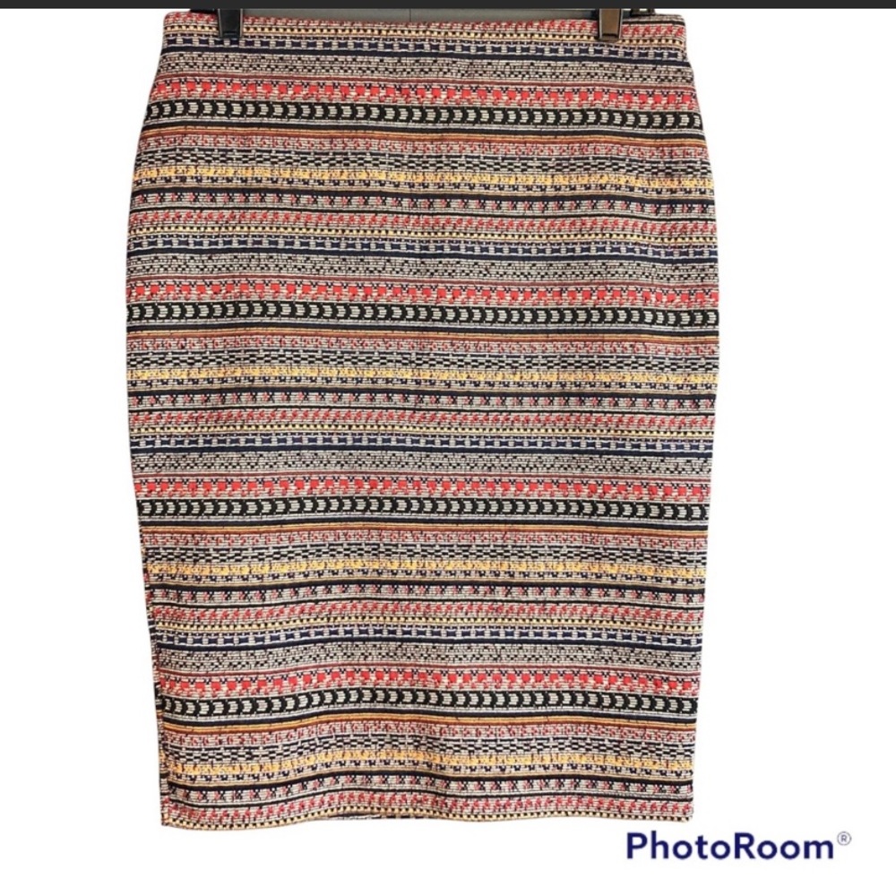 Zara Pencil Skirt in Multicolored Striped Pattern
